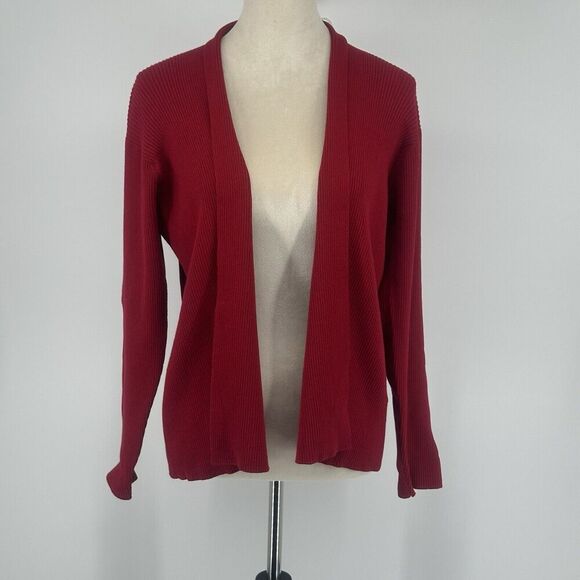 Eileen Fisher Long Sleeve Open Cardigan Knit Womens Sz M Viscose Blend Romantic - Picture 1 of 11